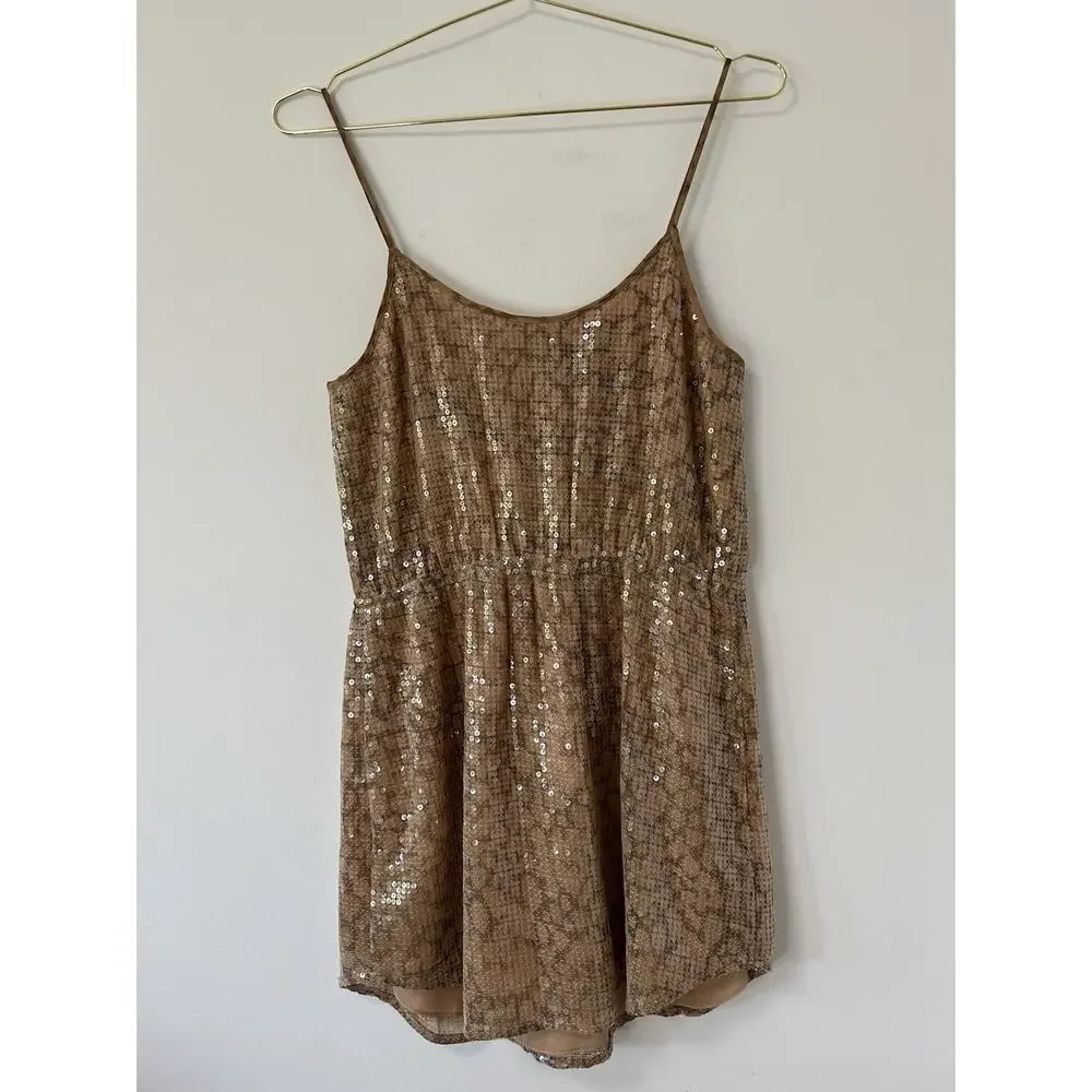 Rebecca Taylor Allover Sequin Mini Dress Animal Print Cocktail Size‎ 10 Womens